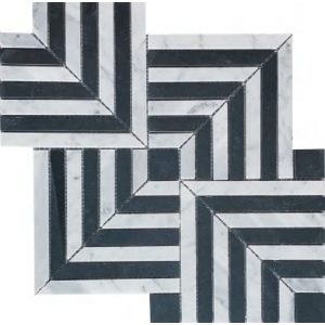 Calacatta gold herringbone Yushi Mosaic Stone Marble lexington white marble mosaic tile