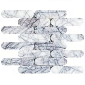 White Marble Stone Wall Brick Stylish Long Oval Mosaic Wall Tile