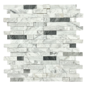 Linear Random Strip Calacatta white marble Mosaic Tile Polished Seamless marble mosaics
