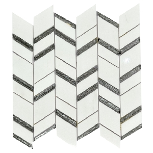 Sliver white Shower room Wall Decorative Mosaic Tile Natural Stone Marble and glass Herringbone Mosaic