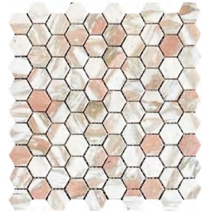 Hexagonal Pink or green marble Mosaic Tile stone backsplash tile