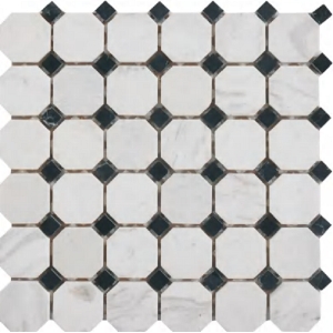 Hot sale natural green white marble stone mosaic tile for Floor decoration
