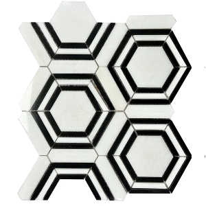 Hexagonal Calacatta white and black marble Mosaic Tile for waill and floor