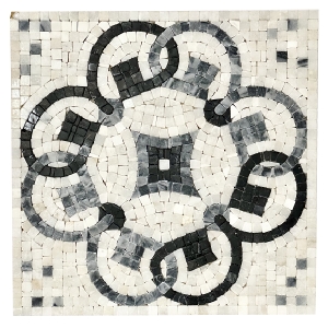 Customrized Handmade Tile Black and White Marble Decorative Pattern Stone Art Mural For Floor Wall Garden Project