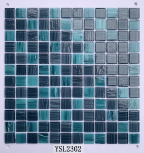 25x25mm hand printing glass swimming pool tiles hot melt classic decor mosaic tiles
