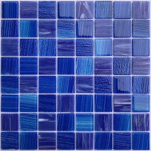 23x23mm hand printing glass swimming pool mosaic tile hot melt navy blue decor mosaic tiles