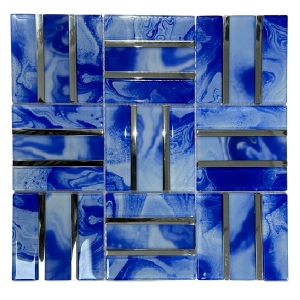 New pattern swimming pool mosaic tile blue sliver crystal glass mosaic pool  decorative tiles