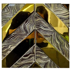 New Design irregular shape glass tile electroplated and papper silver crystal mosaic wall tile