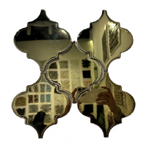 Classic lantern golden glass tile electroplated crystal glass mosaic wall tile