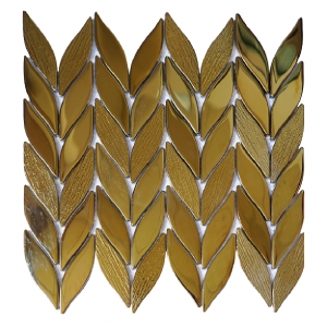 New Arrivals iridescent gold silver flower petal shape glass art craft mosaic tile
