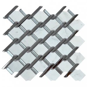 Carrara White Stone mixed Glass Mosaic Bathroom Kitchen mosaic marble wall decor tile