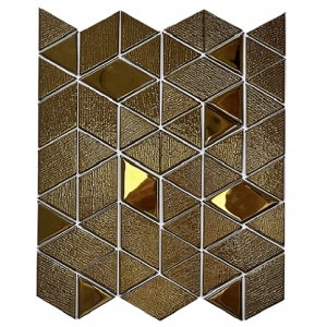 Rose gold glass tile triangle electroplated sliver gold crystal glass mosaic wall decorative tile