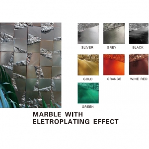 New Arrival Colored Marble Electroplatd Shiny Gold Silver Mosaic wall mosaic marble decor tile