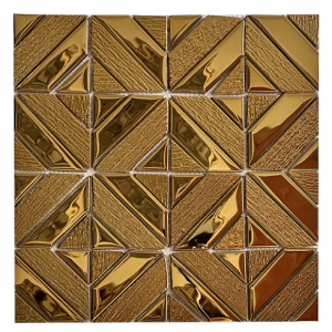 Irregular Electroplated sliver gold crystal glass mosaic wall bathroom and kitchen decor tile