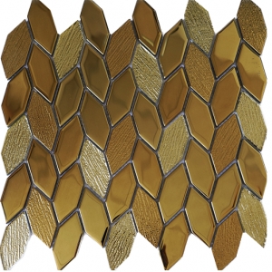 Luxrxy Electroplated sliver gold crystal glass mosaic wall decorative tile
