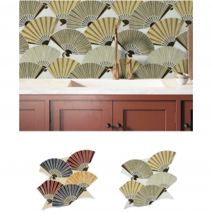 New Design Handmade stained glass Fan shaped mosaic art wall mural
