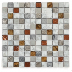 Grey Stone White Marble Gold Squared mosaic decor wall tiles