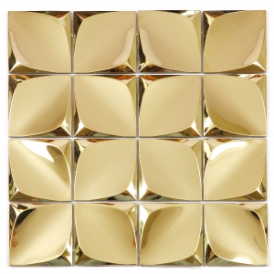 Golden Metal Mosaic Tile Stainless Steel 3D Backblash Wall Decoration Boarder Tiles