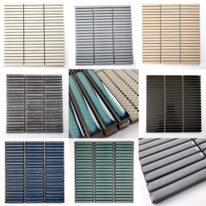 Modern Bathroom Shower Wall Backsplash Premium Dark Green Finger Mosaic Tiles Strip-Shaped Ceramic Mosaic for Interior Walls